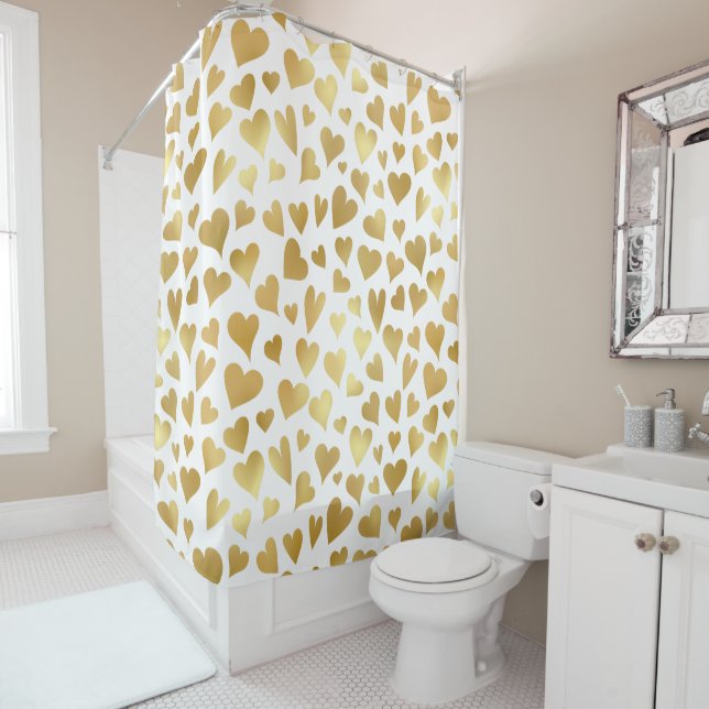 Elegantes Glam Gold Hearts Muster Duschvorhang (Beispiel)