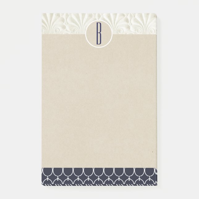 Elegantes Glam Nautical Kraft Rustic Monogram Post-it Klebezettel (Vorderseite)