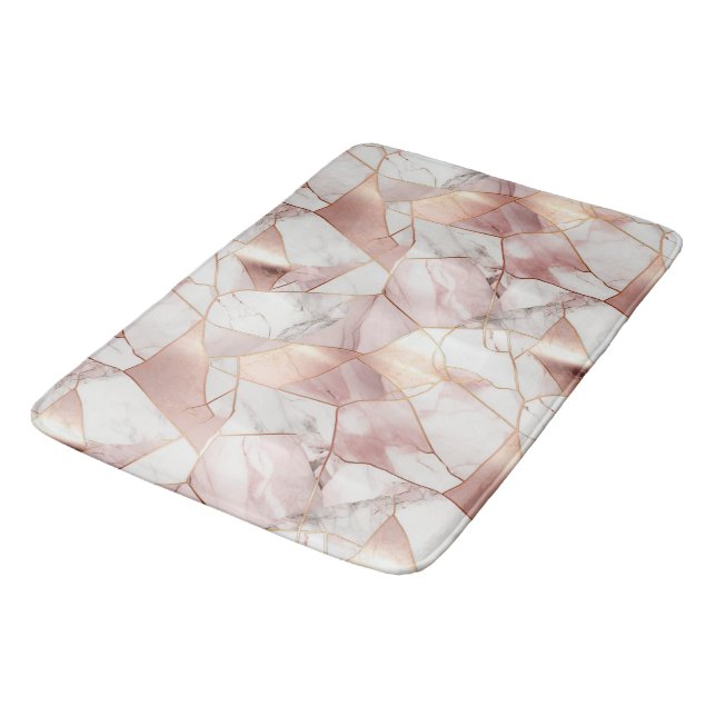 Elegantes Glam Rose Gold Agate Marble Muster Badematte (Schrägansicht)