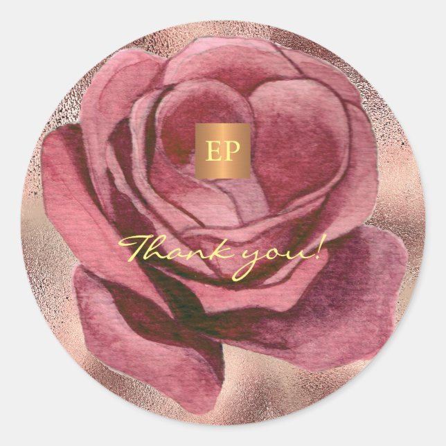 Elegantes Glam Rose Gold Glitzer Monogramm Vielen  Runder Aufkleber (Vorderseite)
