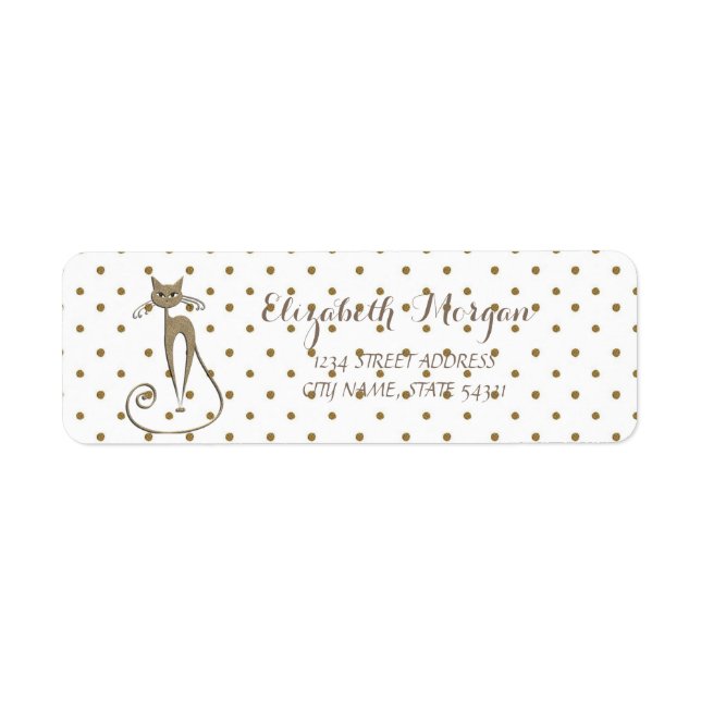 Elegantes Glamour ,Cat ,Polka Dots Address Label (Vorne)