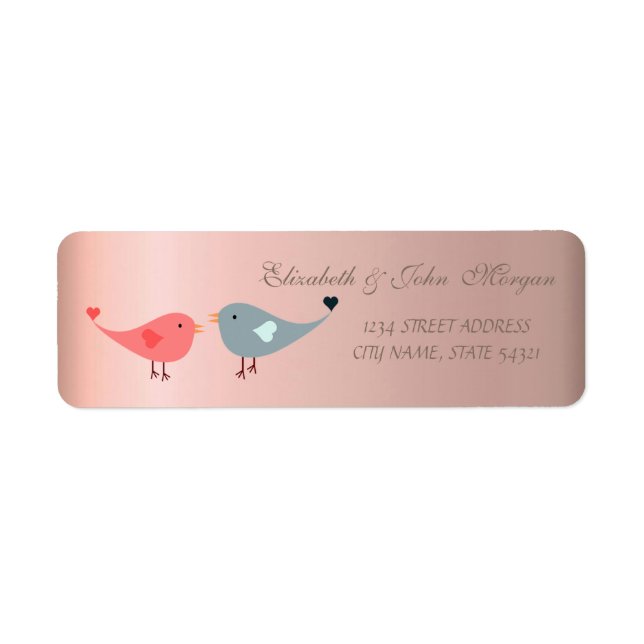 Elegantes glamouröses "Birds in Liebe"-Adressetike (Vorne)