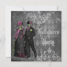 Elegantes glamouröses Skeletton-Halloween-Party Einladung