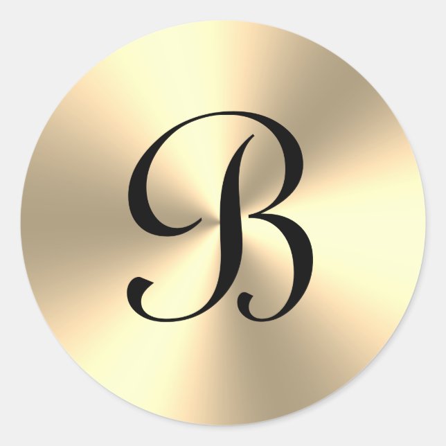 Elegantes, glänzendes metallisches Monogramm Runder Aufkleber (Vorderseite)