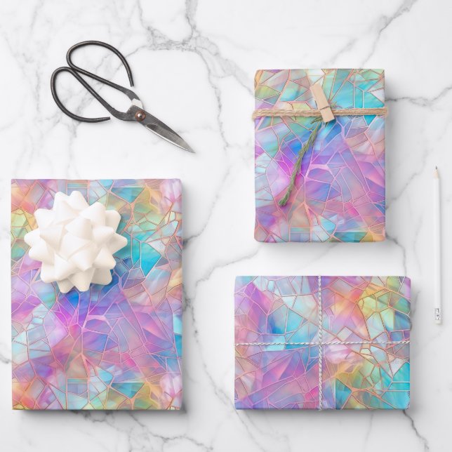 Elegantes, glänzendes Muster: hell Geschenkpapier Set (Vorderseite)