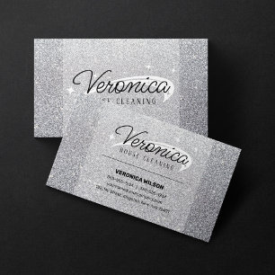 Elegantes glänzendes Silber-Glitter-Hausreinigungs Visitenkarte