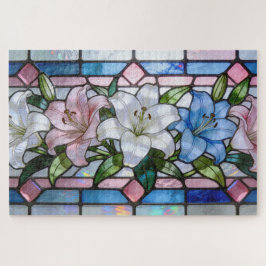 Elegantes Glasmalerei-Lilien-Blumendesign in weich