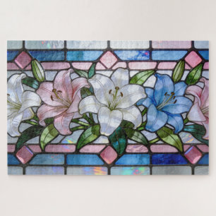Elegantes Glasmalerei-Lilien-Blumendesign in weich