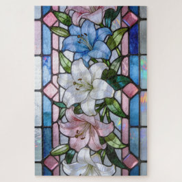 Elegantes Glasmalerei-Lilien-Blumendesign in weich
