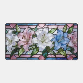 Elegantes Glasmalerei-Lilien-Blumendesign in weich Schreibtischunterlage