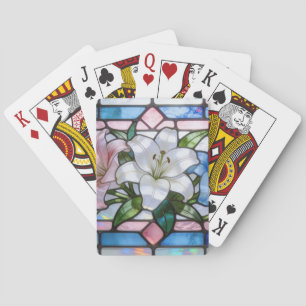 Elegantes Glasmalerei-Lilien-Blumendesign in weich Spielkarten