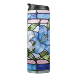 Elegantes Glasmalerei-Lilien-Blumendesign in weich Thermosbecher