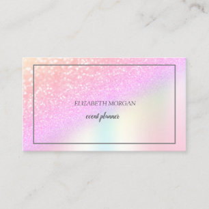 Elegantes Glitter Bokeh Ombre, Rahmen Holografisch Visitenkarte