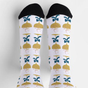 Elegantes Glitter Champagner Glas & Glitter Blaues Socken