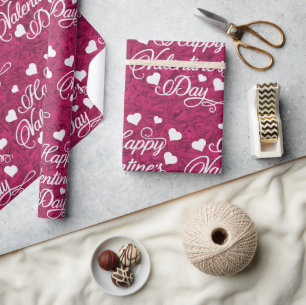 Elegantes Glitter Rot Frohes Valentinstag Geschenk Geschenkpapier