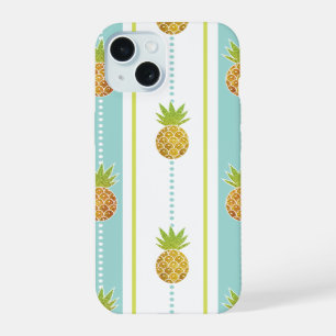 Elegantes Glitter-Tropen-Ananas-Streifenmuster iPhone 15 Hülle
