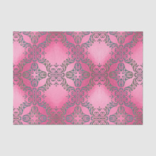 Elegantes Glittery Damask Muster auf rosa Metallic Seidenpapier