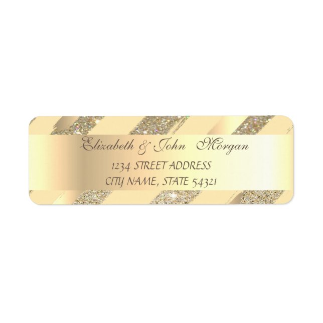 Elegantes Glittery,Foil Brush-Stroke-Adressetikett (Vorne)