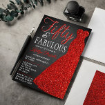 Elegantes Glitzer Dress | 50 & Fabulous Geburtstag Einladung<br><div class="desc">Feiern Sie stilvoll mit diesem trendigen und eleganten Rot-Glitzer-Kleid 50. Geburtstag Einladungen. Das Design ist einfach zu personalisieren und Ihre Gäste werden begeistert sein,  wenn sie diese stilvollen Einladungen erhalten.</div>