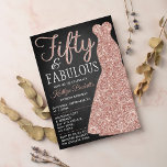 Elegantes Glitzer Dress | 50 & Fabulous Geburtstag Einladung<br><div class="desc">Feiern Sie stilvoll mit diesen trendigen und eleganten Rose Gold Glitzer Kleid 50. Geburtstag Einladungen. Das Design ist einfach zu personalisieren und Ihre Gäste werden begeistert sein,  wenn sie diese stilvollen Einladungen erhalten.</div>