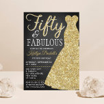 Elegantes Glitzer Dress | 50 & Fabulous Geburtstag Einladung<br><div class="desc">Feiern Sie stilvoll mit diesem modischen und eleganten Goldkleid zum 50. Geburtstag. Das Design ist einfach zu personalisieren und Ihre Gäste werden begeistert sein,  wenn sie diese stilvollen Einladungen erhalten.</div>