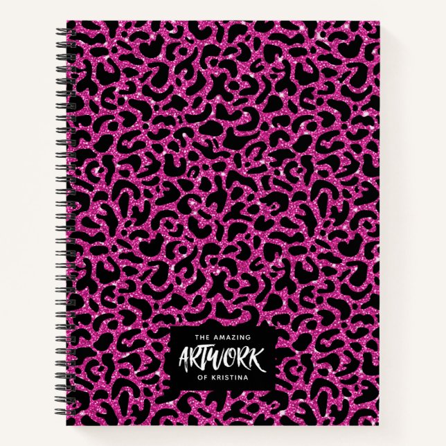 Elegantes Glitzer Hot Pink Sketchbook Notizbuch (Vorderseite)