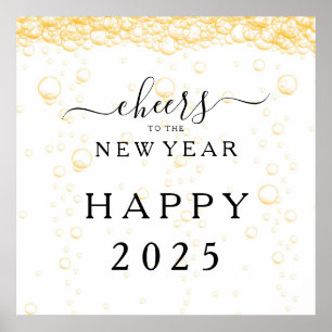 Elegantes glückliches neues Jahr 2025 Poster