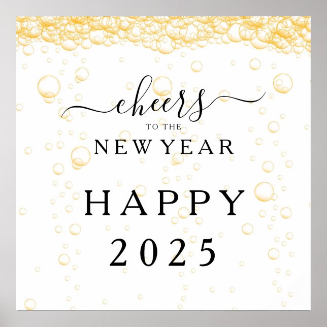 Elegantes glückliches neues Jahr 2025 Poster (Vorne)