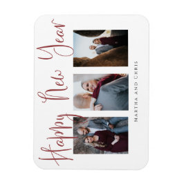 Elegantes glückliches neues Jahr Moderne rosa Foto Magnet