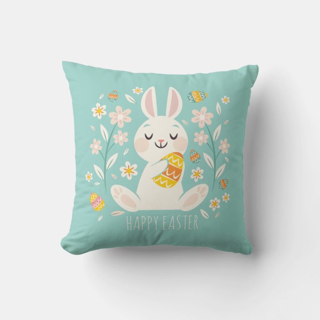 Elegantes glückliches Wurfs-Kissen Osterhasen-| Kissen (Vorderseite)