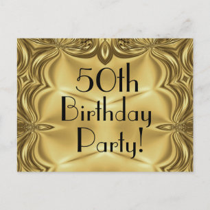 Elegantes Gold50. Einladungspostkarte