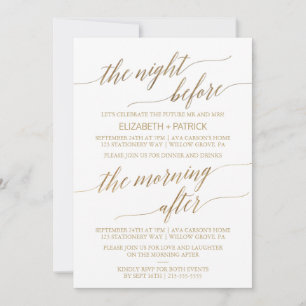 Elegantes Gold 12x18 Probe Dinner & Morgenessen Br Einladung