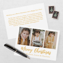 Elegantes Gold 3-Foto-Collage Weihnachten
