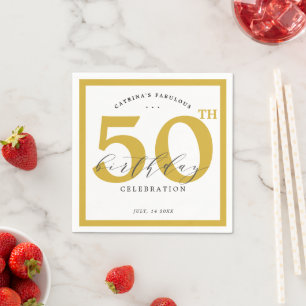 Elegantes Gold 50. Geburtstagsparty-Papier Napkins Serviette