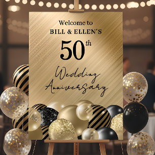 Elegantes Gold 50. Hochzeitstag-Jubiläum Poster