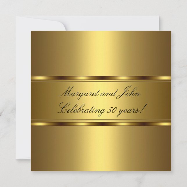 Elegantes Gold 50-jähriges Party Einladung (Vorderseite)