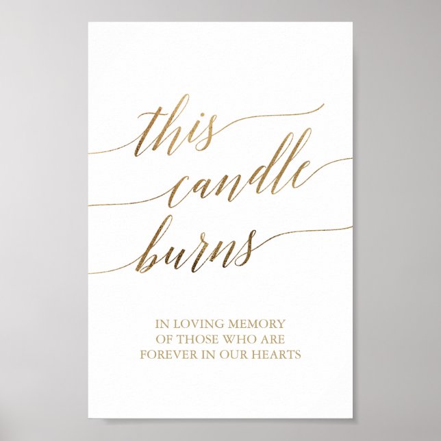 Elegantes Gold 6x9" Dieses Kerzenzeichen Poster (Vorne)