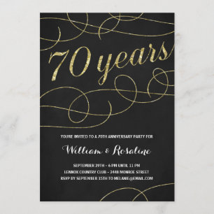 Elegantes Gold 70th Wedding Anniversary Party Einladung