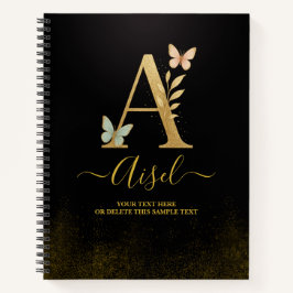 Elegantes Gold "A" Monogram Notebook Notizbuch