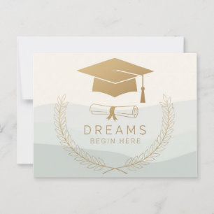 Elegantes Gold Abschluss Design Träume beginnen Postkarte