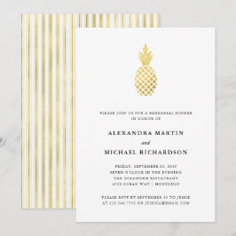 Elegantes Gold Ananas Probe Dinner Einladung