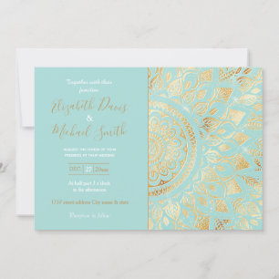 Elegantes Gold Aquamarines Mandala Einladung