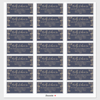Elegantes Gold Art Deco auf blauem Gästeschrift Aufkleber