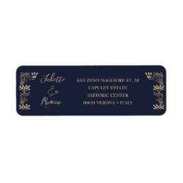 Elegantes Gold Art Deco auf blauer Rücksendeadress