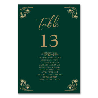 Elegantes Gold Art Deco Hochzeitskizze Tischnummer