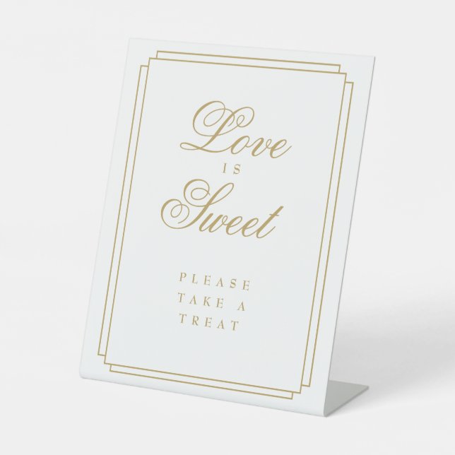 Elegantes Gold Art Deco Liebe ist süß Sockelschild (Vorderseite)