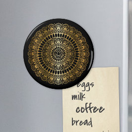 Elegantes Gold auf Black Lotus Henna Mandala Magnet