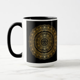 Elegantes Gold auf Black Lotus Henna Mandala Tasse