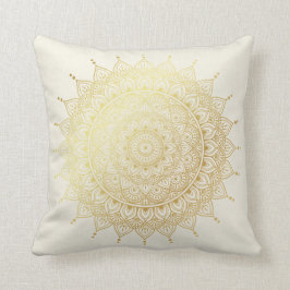 Elegantes Gold auf Cream Floral Henna Mandala Kissen