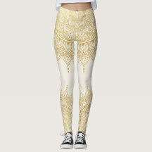Elegantes Gold auf Cream Floral Henna Mandala Legg